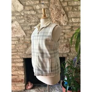 REVERSIBLE Vintage Y2K Plaid & Cream Vest - Women's Medium